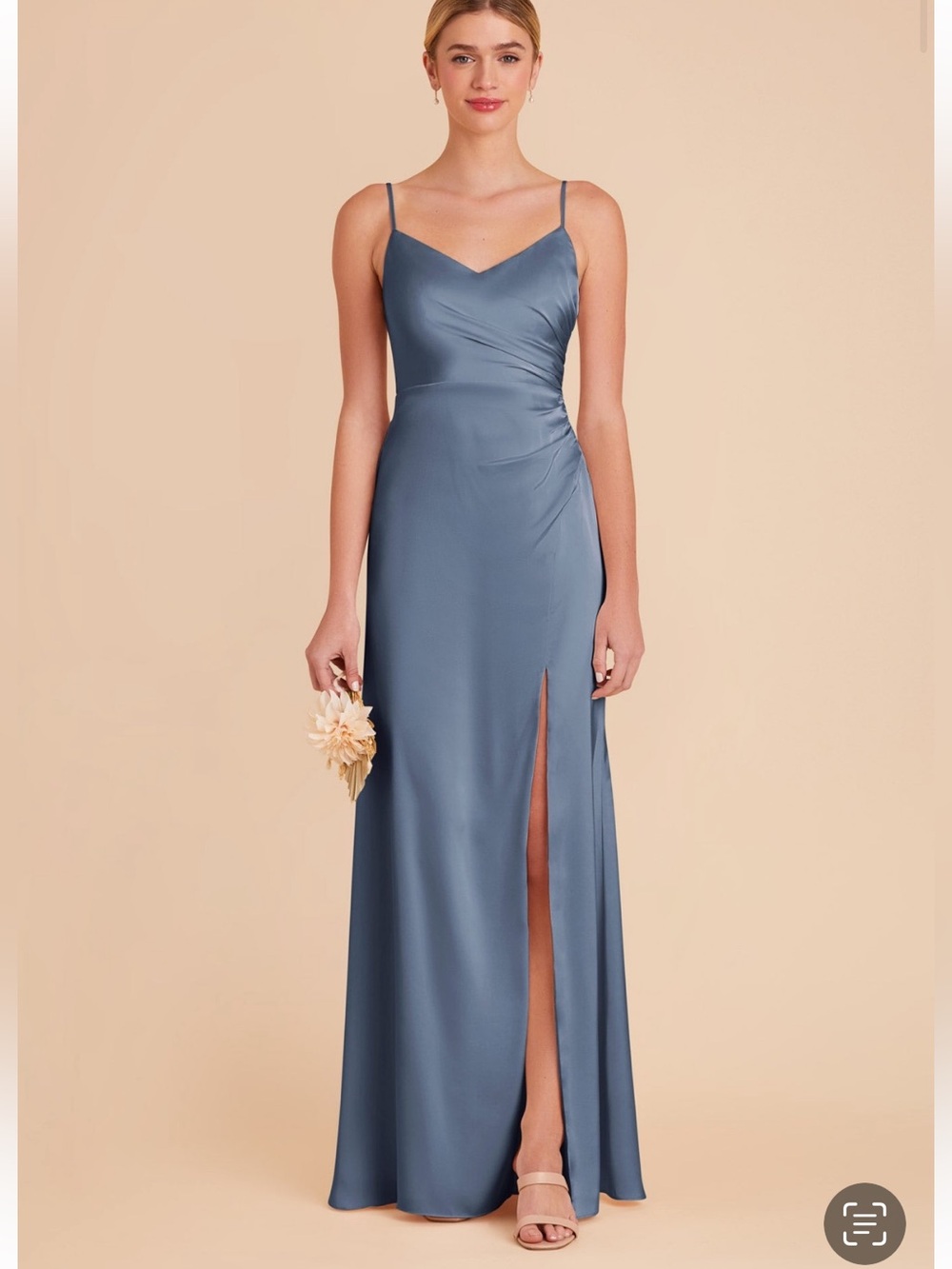 Birdy Grey Catherine Satin Slip Dress in Dusty Blue
